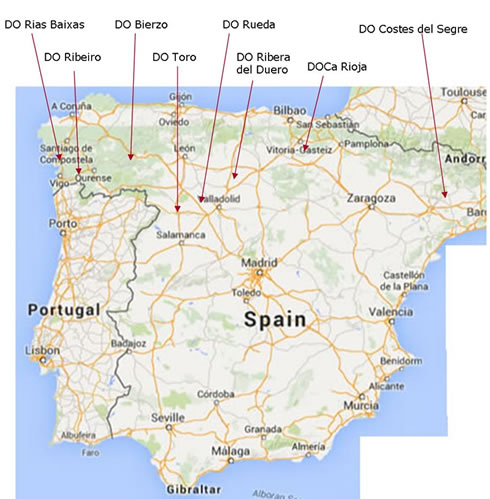 Spain wine regions